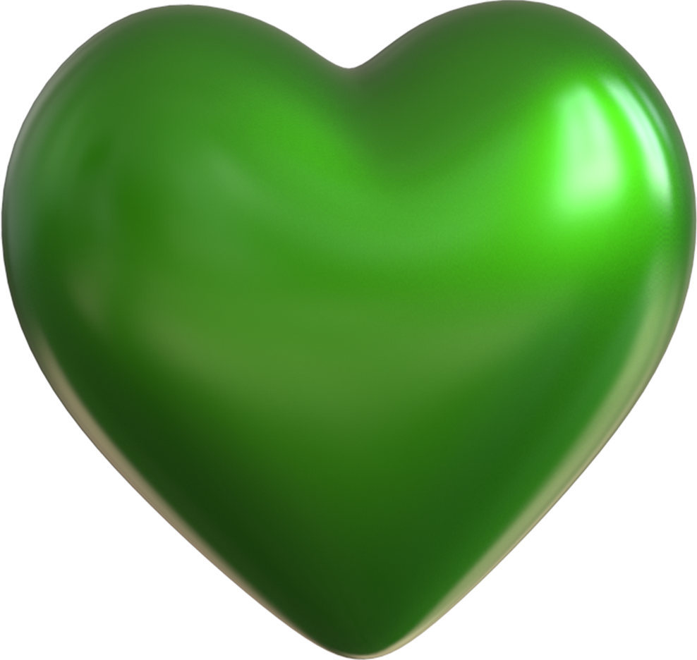 3D Shinny Green Heart