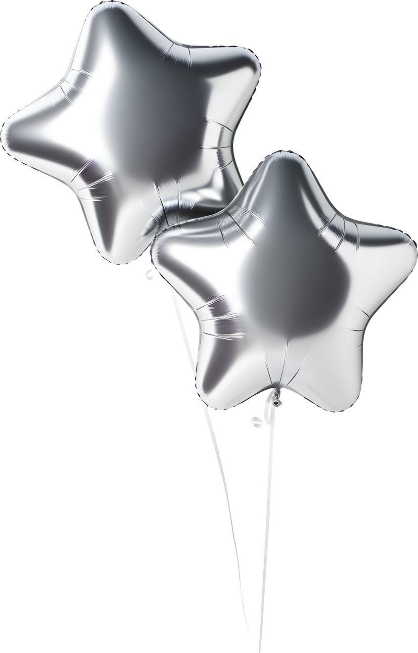 Silver star balloon for party and celebration